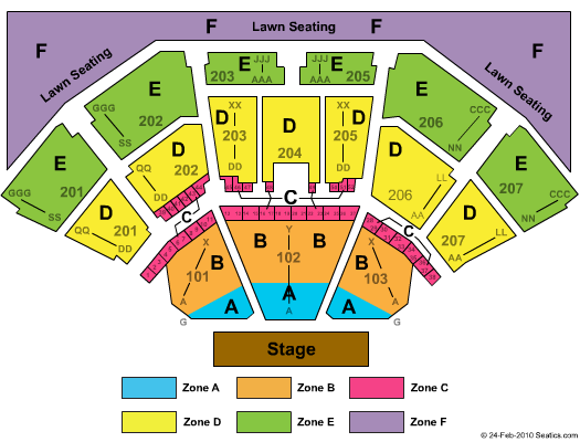 Cellairis Amphitheatre at Lakewood End Stage Zone Seating Chart